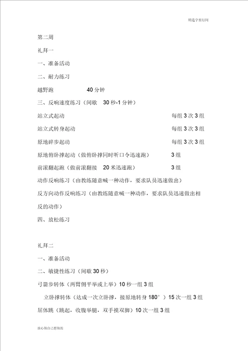 高中体育特长生身体素质训练计划