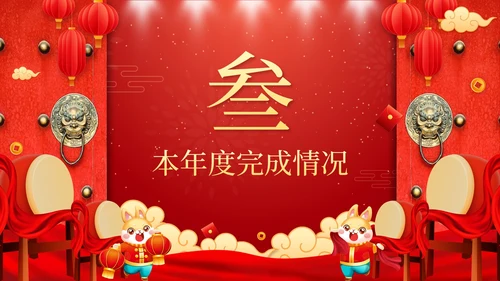 红色中国风开门红年终总结汇报PPT模板