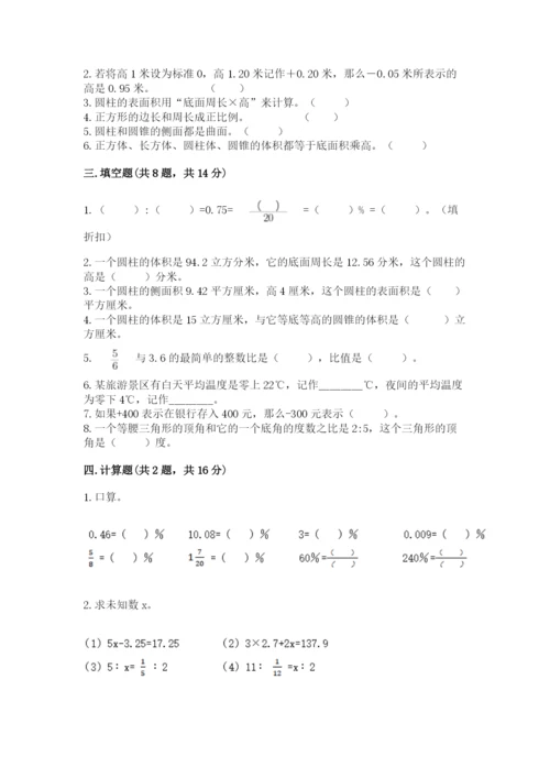 人教版六年级下册数学期末测试卷精品（突破训练）.docx