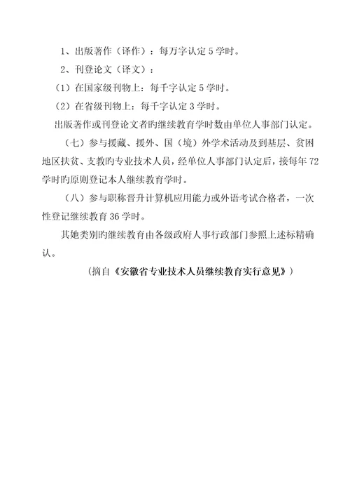 安徽省专业重点技术人员继续教育登记表