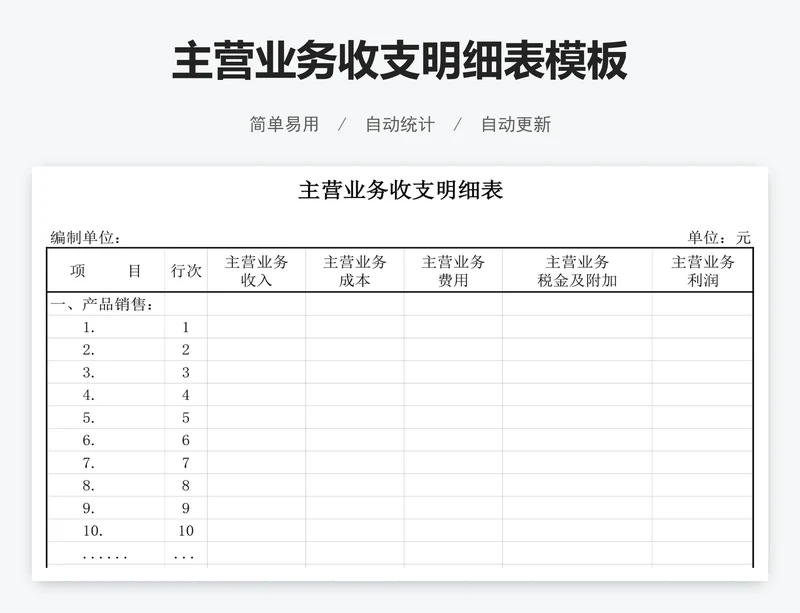 主营业务收支明细表模板