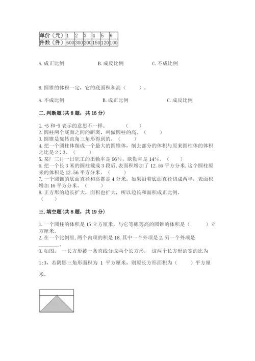 小学六年级下册数学期末卷附答案（综合题）.docx