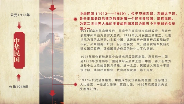 褐色大气实拍长城中国历史发展史PPT
