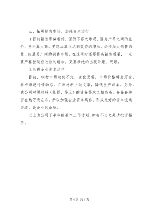 某某公司下半年工作计划.docx