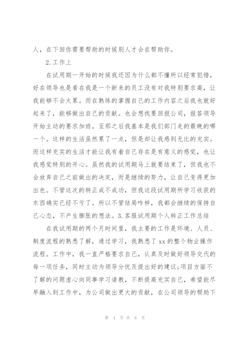 客服试用期个人转正工作总结.docx