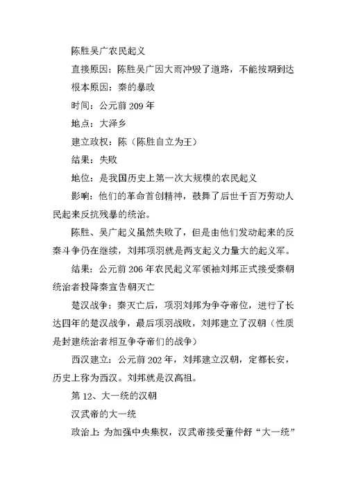 2017七年级历史上册重要复习提纲（8-15课）