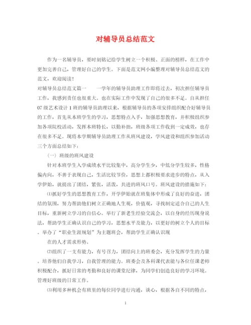 精编之对辅导员总结范文.docx
