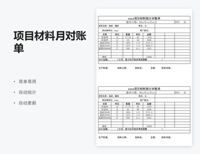 项目材料月对账单