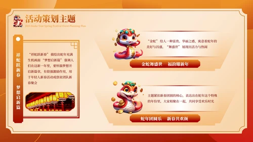 红色创意商务2025蛇年新春活动策划方案PPT模板