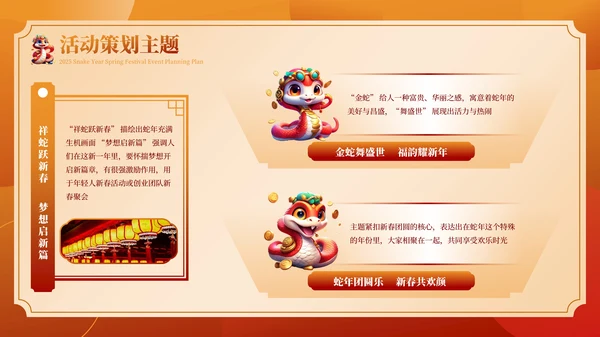 红色创意商务2025蛇年新春活动策划方案PPT模板