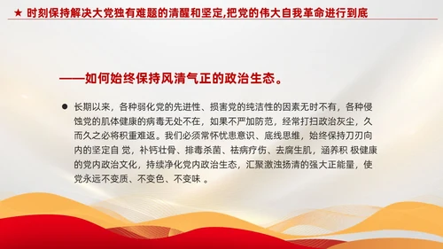 红色党建把党的伟大自我革命进行到底党课课件PPT