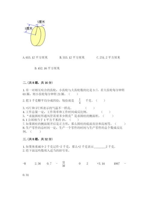 河南省平顶山市六年级下册数学期末考试试卷及一套参考答案.docx