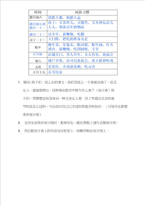 部编版小学语文跨学科整合教学设计北京的春节