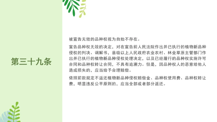 普法全文学习2025年4月新修订《中华人民共和国植物新品种保护条例》PPT课件