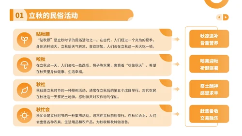 橙色卡通风走进立秋探寻节气文化