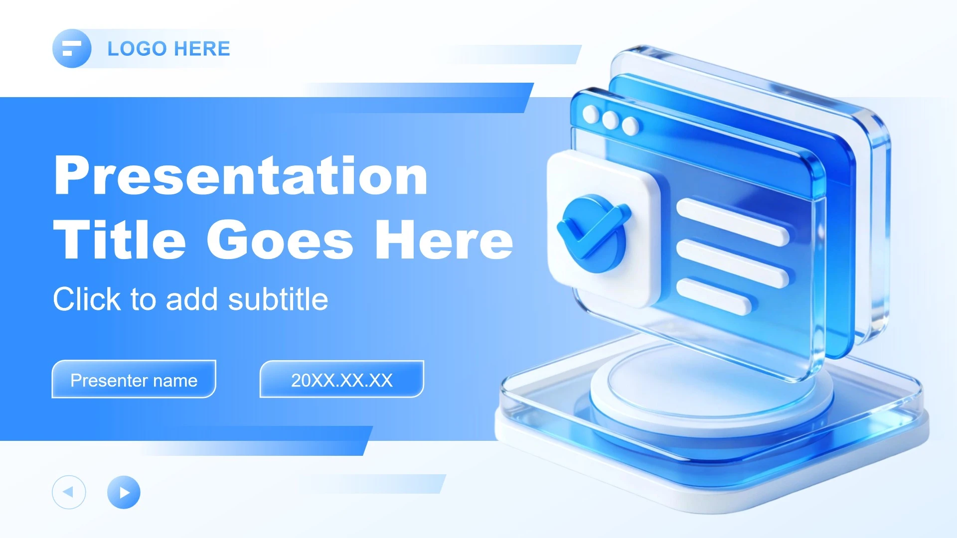 蓝色3D商务风年终总结述职汇报PPT主题模板