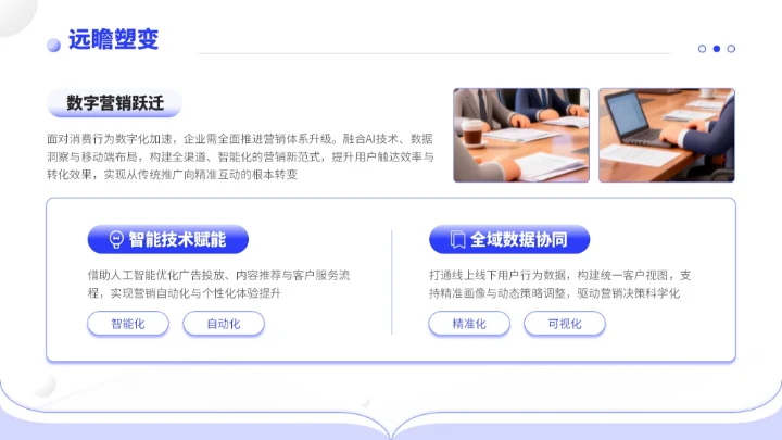 蓝色简约风通用型营销复盘会议报告PPT模板