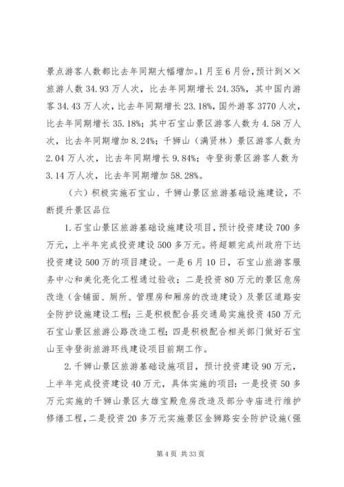 旅游事业局XX年上半年工作总结及下半年工作计划.docx