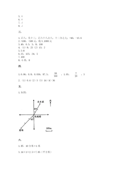 河南省平顶山市六年级下册数学期末考试试卷精品（各地真题）.docx