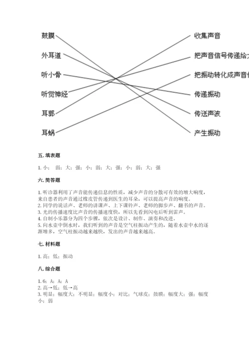 教科版科学四年级上册第一单元声音测试卷及完整答案（网校专用）.docx
