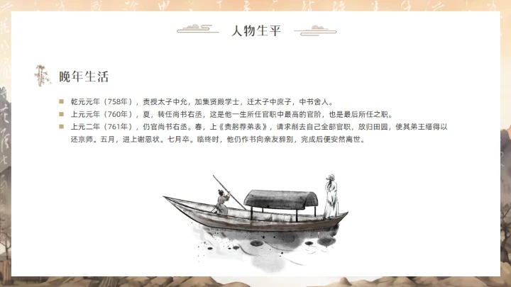 唐代摩诘居士王维介绍通用PPT模板