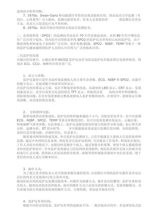 监护仪的发展历史