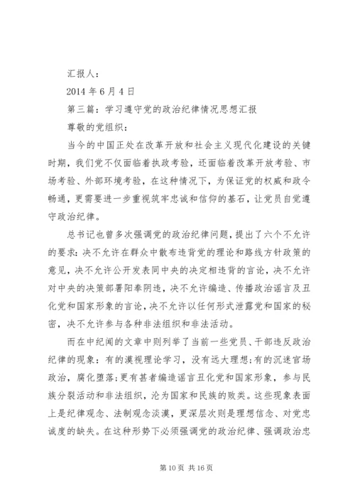 第一篇：学习党的政治纪律的最主要内容思想汇报.docx