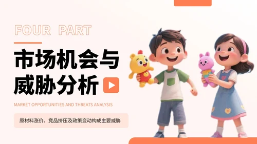 橙色卡通风卡通玩具市场分析报告PPT
