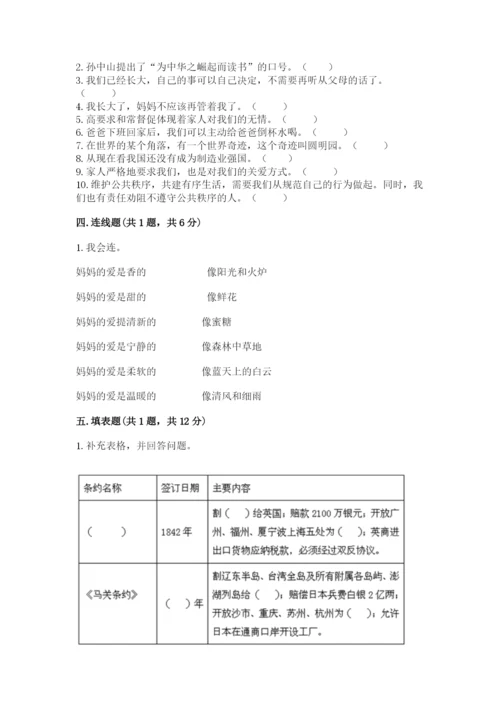 部编版五年级下册道德与法治 期末测试卷附参考答案（综合卷）.docx