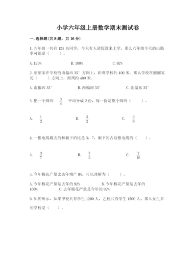小学六年级上册数学期末测试卷附参考答案【a卷】.docx
