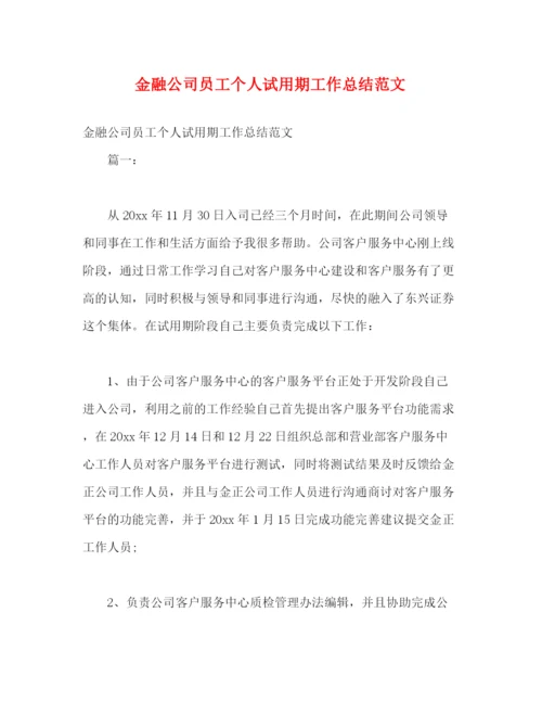 精编之金融公司员工个人试用期工作总结范文.docx