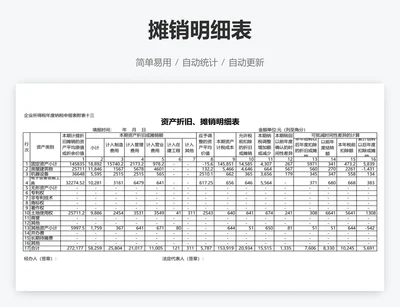 摊销明细表