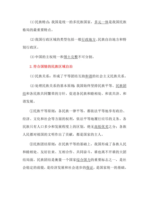 高中政治我国的基本政治制度知识清单.docx