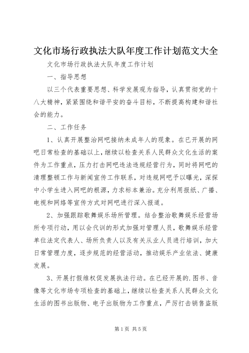 文化市场行政执法大队年度工作计划范文大全.docx