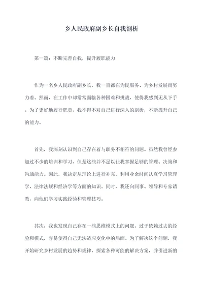 乡人民政府副乡长自我剖析