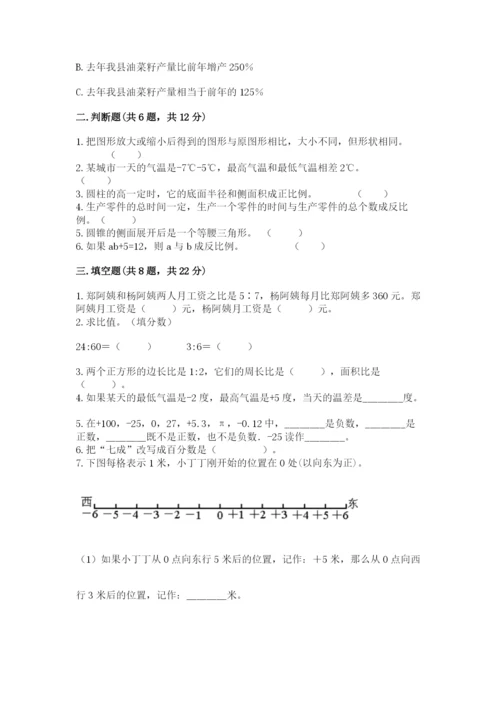 人教版六年级下册数学期末测试卷含完整答案【全优】.docx