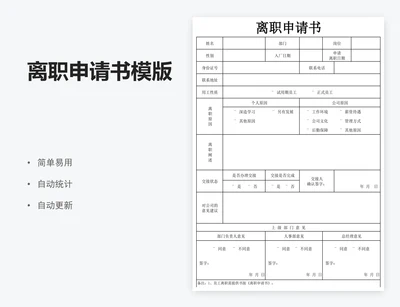 离职申请书模版
