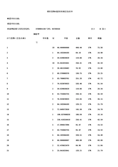 增值税销售货物或者提供应税劳务清单模板