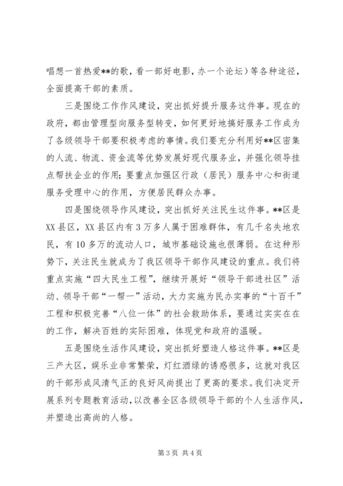 加强作风建设专题调研会上的讲话.docx