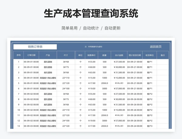 生产成本管理查询系统