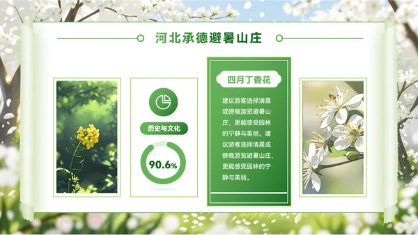 绿色创意风节PPT模板_赏花季的浪漫旅行地PPT模板