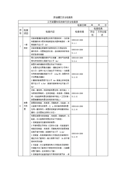 原油罐区安全检查表