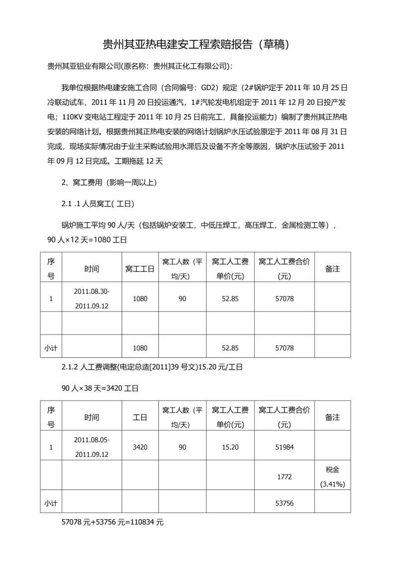 贵州其正工程锅炉水压前索赔报告.docx