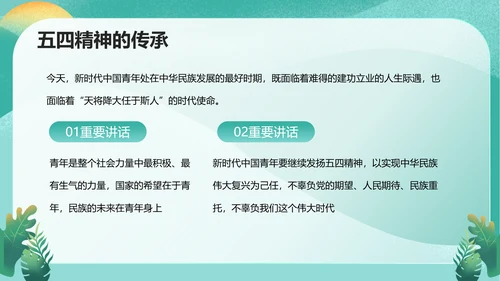 五四精神传承争做五四青年PPT模板