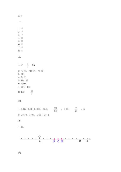 沪教版六年级数学下学期期末测试题及参考答案.docx