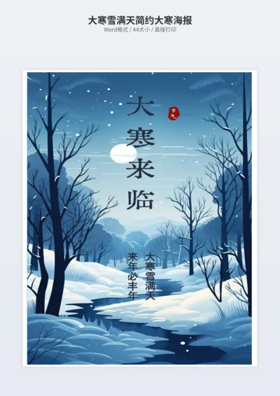 大寒雪满天简约大寒海报
