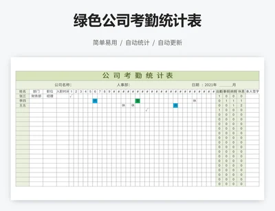 绿色公司考勤统计表