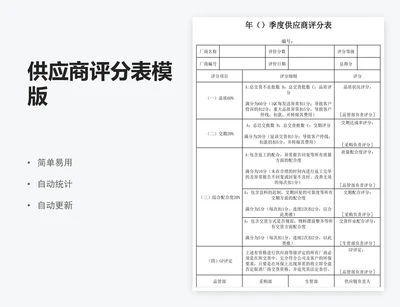 供应商评分表模版