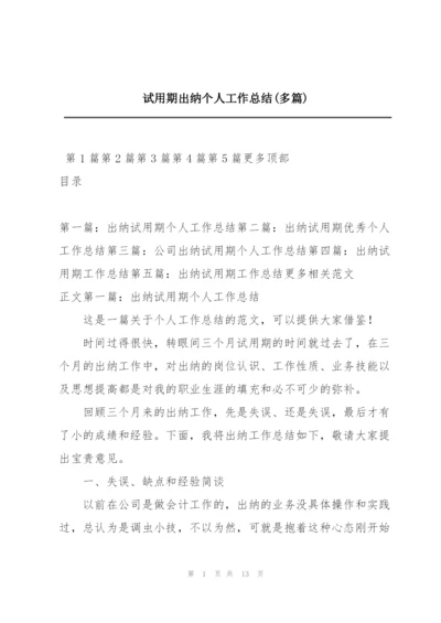 试用期出纳个人工作总结(多篇).docx