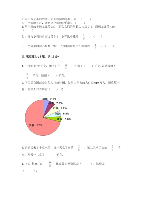 小学数学六年级上册期末测试卷及参考答案1套.docx
